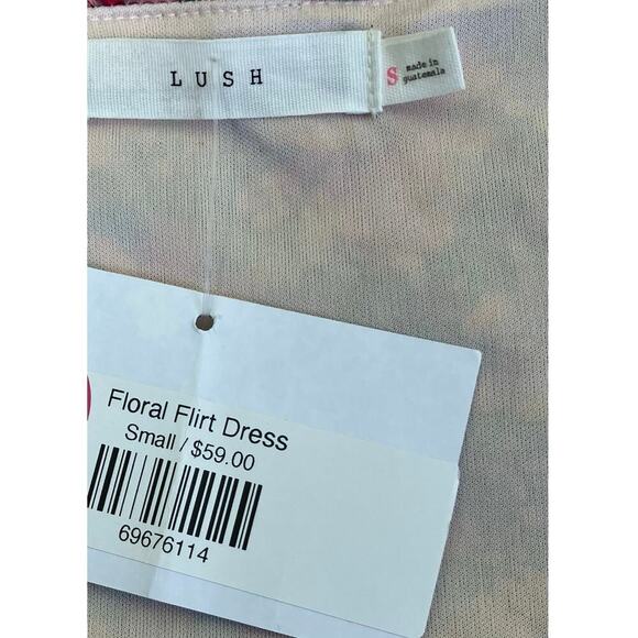 Lush Sz S Pastel Purple Pink Floral Flirt Mini Tank Dress Wrap Style Chiffon NWT - Picture 12 of 16